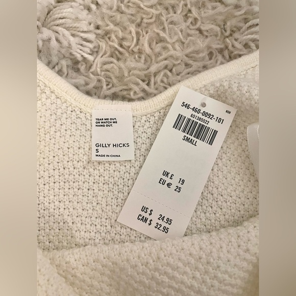 NWT Gilly Hicks Tank Top Size S Cream Crop Top Knit Top - Picture 3 of 3